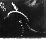 Asisbiz Archive USN photo showing the Japanese carrier Hiryu under B 17 attack Battle of Midway 4th Jun 1942 01