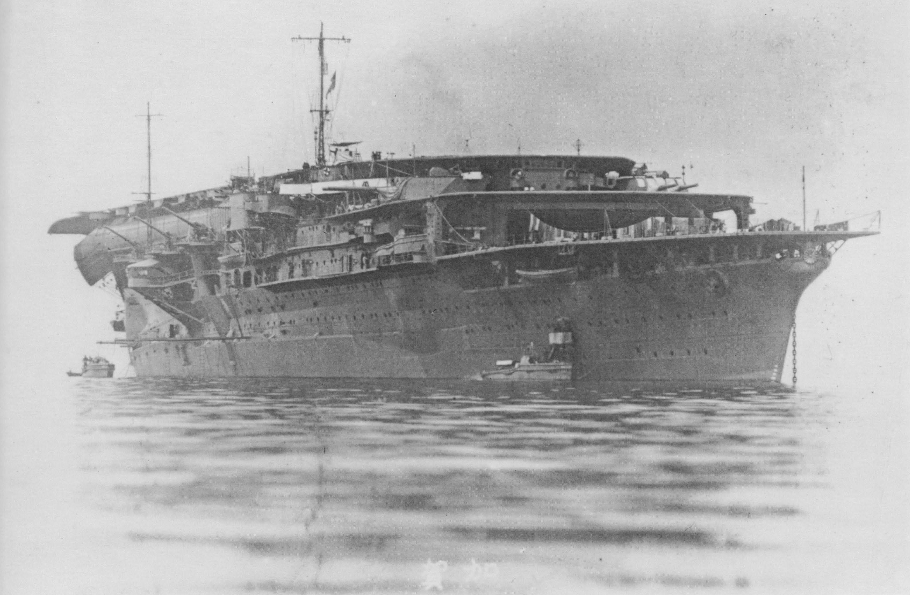 Imperial Japanese Navy aircraft carrier Kaga anchored off Ikari Japan sometime in 1930 01