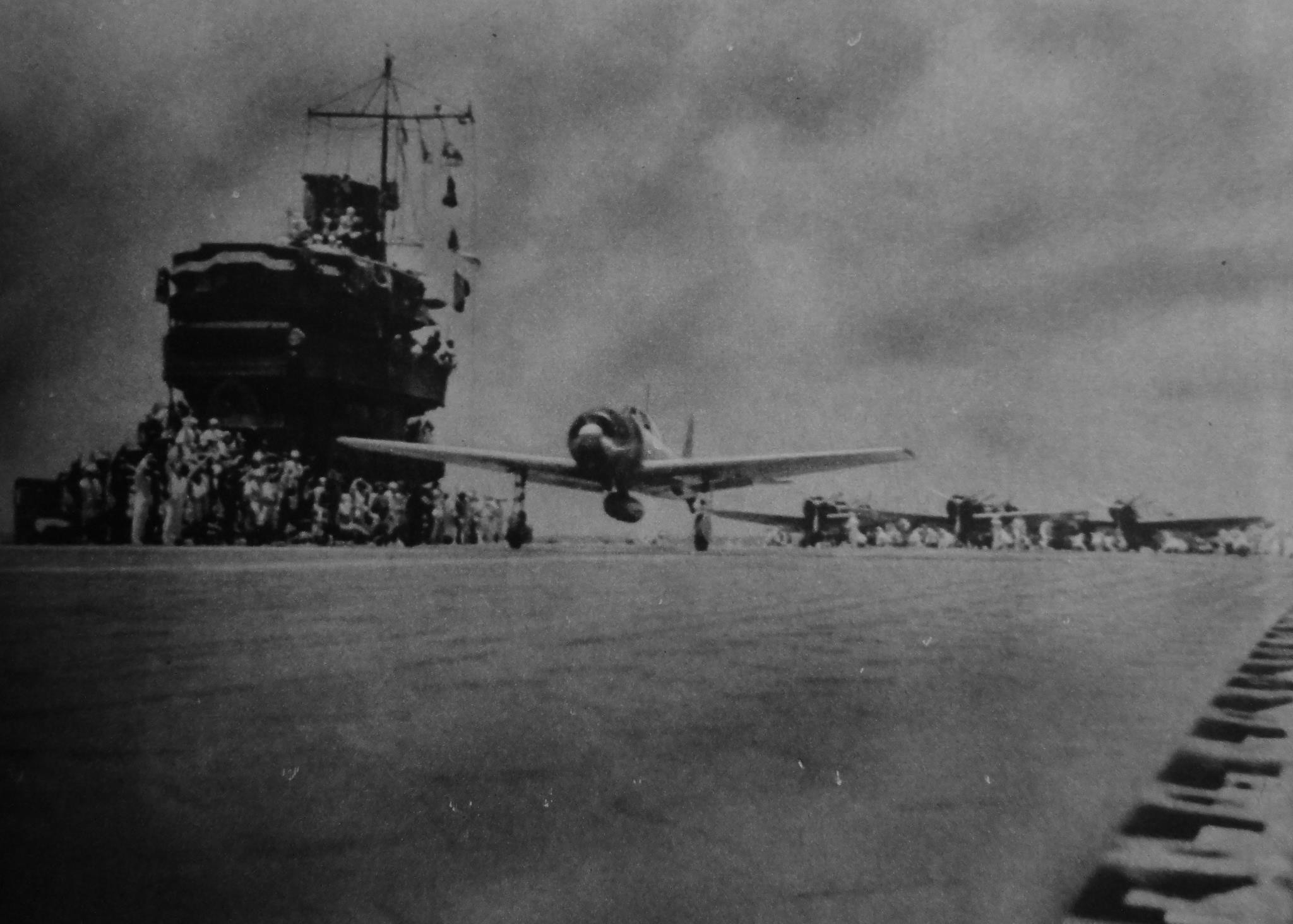 Archive Japanese Naval photo showing A6m Zero taking off from possibly Shokaku 1941 1943 01