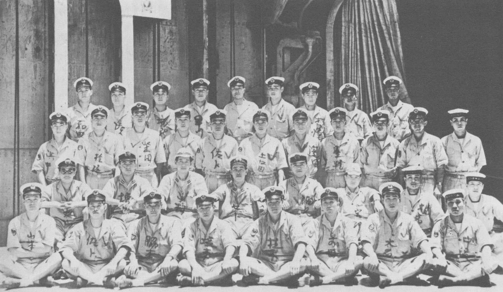 Archive Japanese Naval photo showing group photo of fighter pilots aboard Shokaku Nov 1943 01