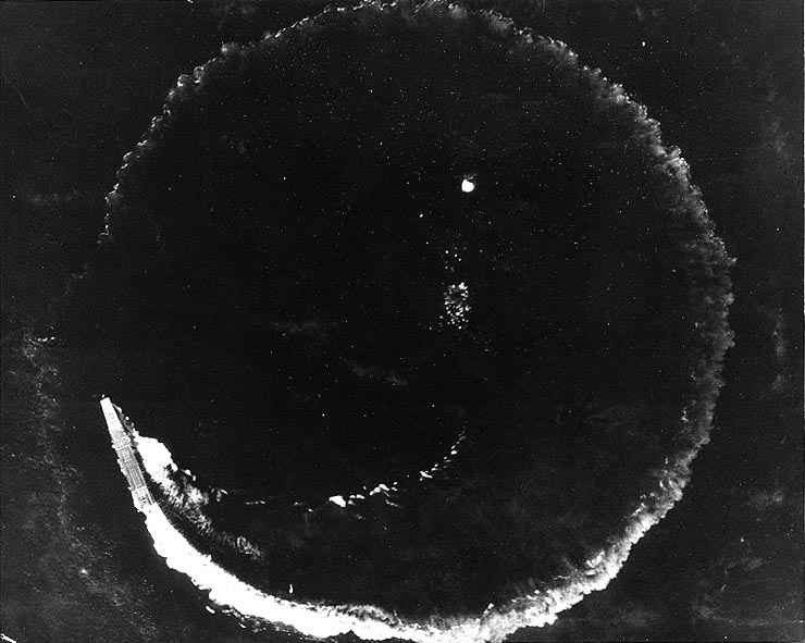 Archive USN photo showing the Japanese aircraft carrier under aerial attack Battle of Midway 4th Jun 1942 01