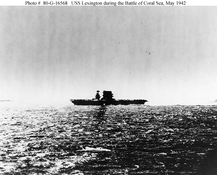 USS Lexington during Battle of Coral Sea May 1942 02