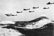 37 Heinkel He 111 bombers escaping radar detection fly perilously low over the English Channel 1940 01