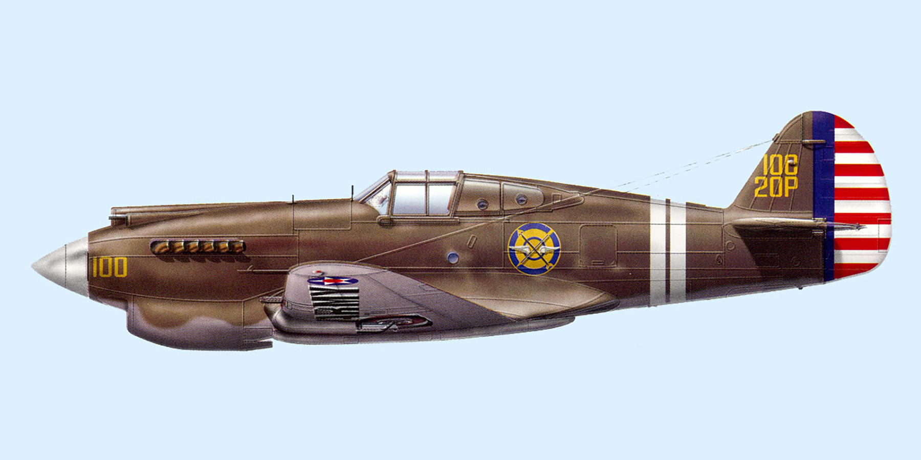 Curtiss P 40C Warhawk 20PG55PS Yellow 100 California 1941 0A