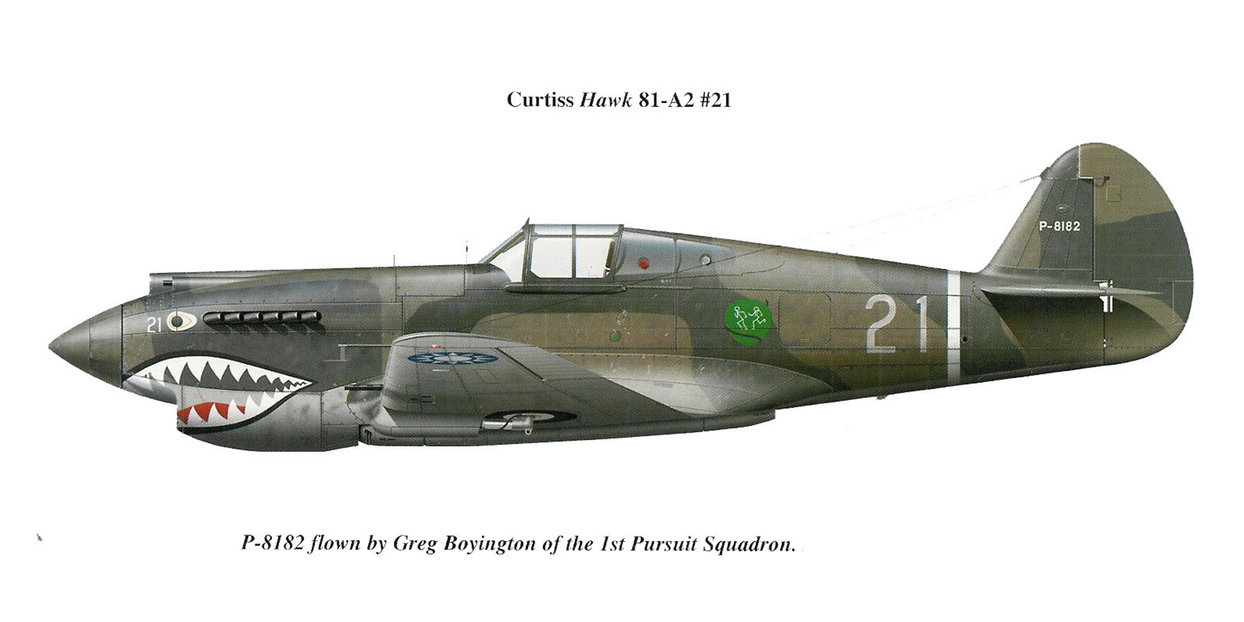 Curtiss Hawk 81A 23FG1PS White 21 P 8182 Boyington China 1942 0A