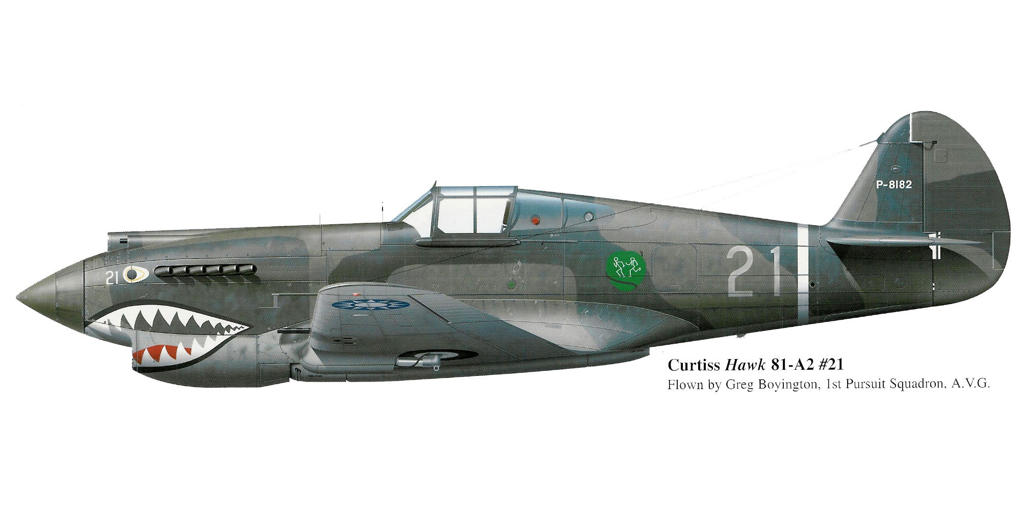 Curtiss Hawk 81A 23FG1PS White 21 P 8182 Boyington China 1942 0B