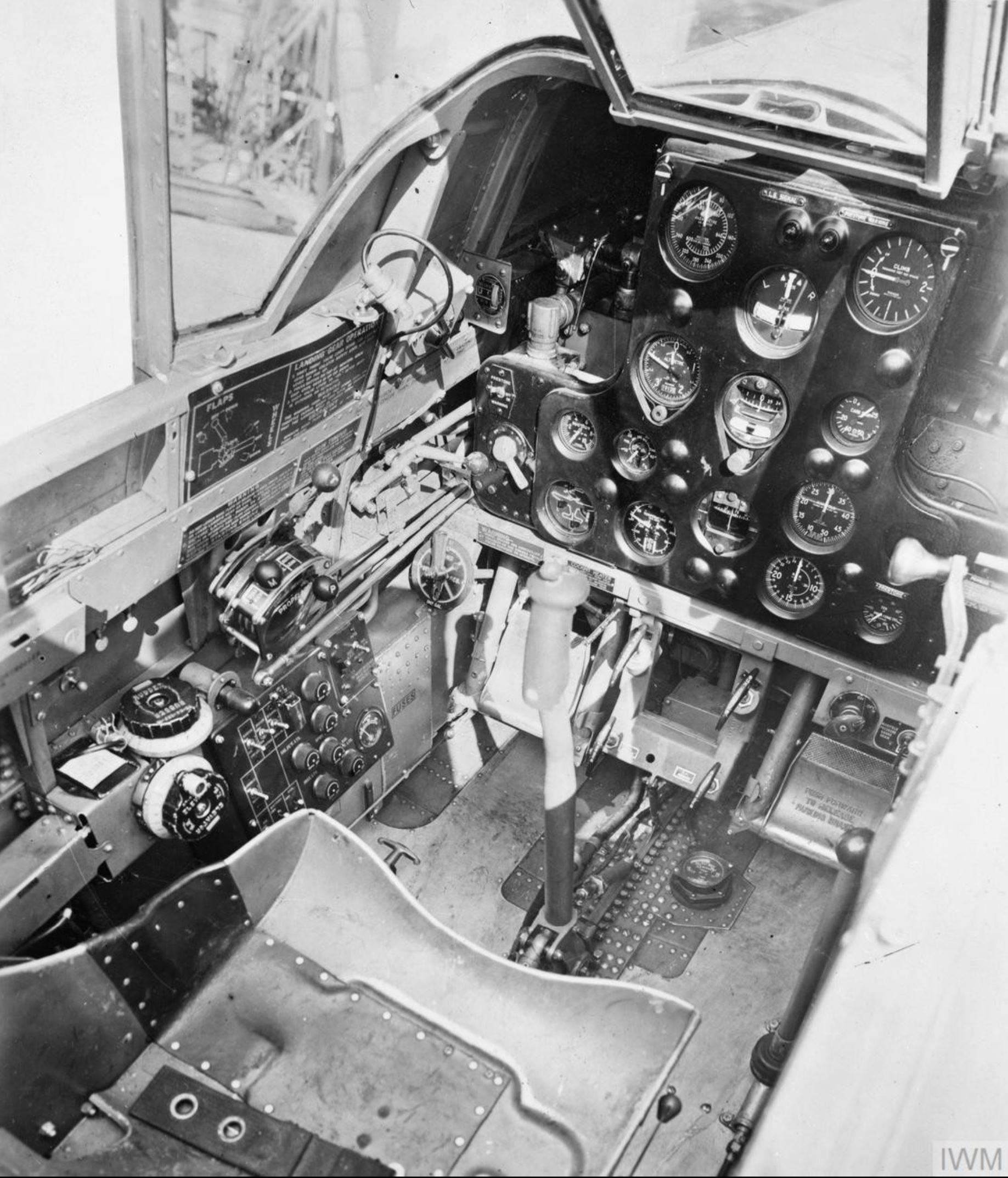 Curtiss Tomahawk IIB RAF AK184 cockpit interior photographed at Hamble Hampshire IWM ATP10993F