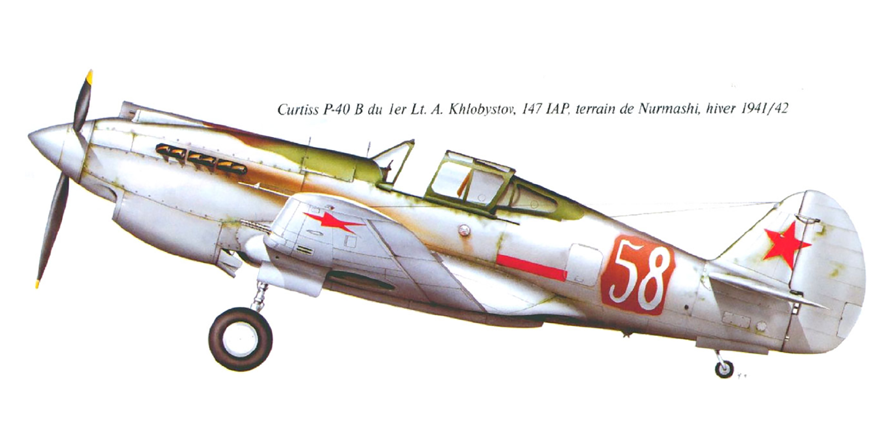 Curtiss Tomahawk USSR 20GvIAP Whie 58 Aleksey Khlobystov Murmansk Russia 1941 0B