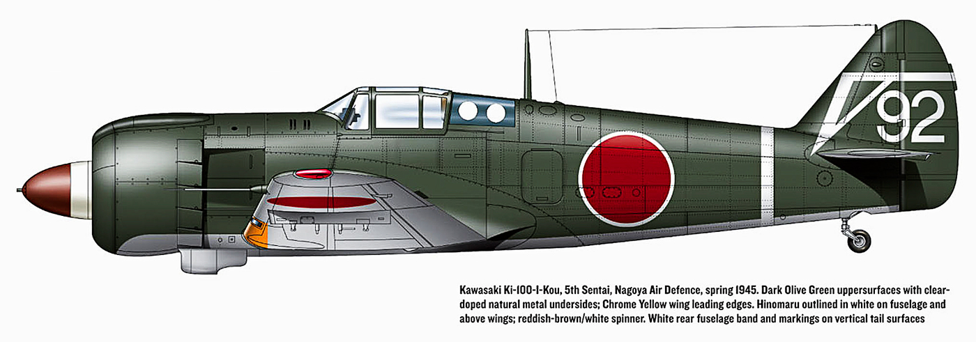 Art Kawasaki Ki 100 I Kou 5th Sentai 1st Chutai White 92 Nagoya Japan 1945 0A