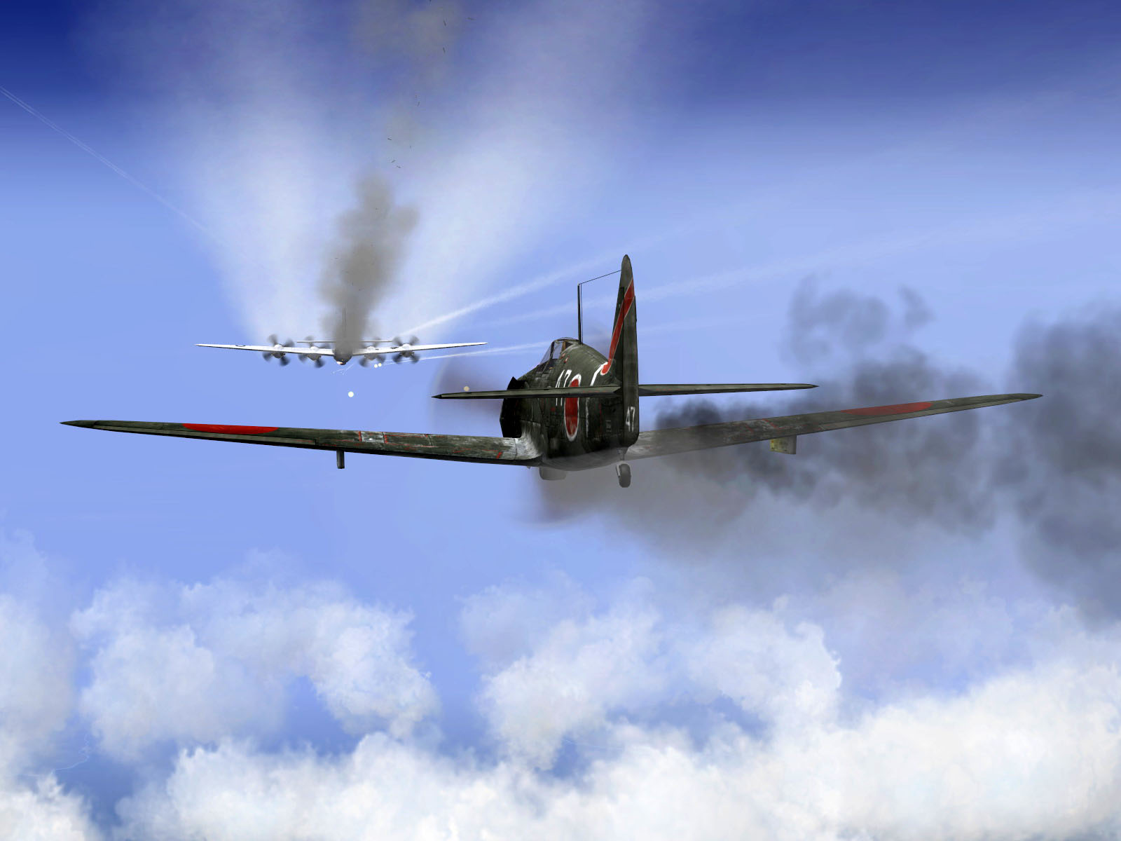 IL2 RO Ki 100 59 Sentai W47 continues the attack after being hit by 20AF B 29s V01