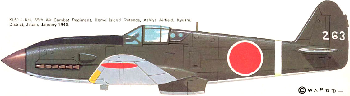 Artwork Tony Ki 61 I Kai 55 Sentai white 263 Ashiya Airfield Kyushu Japan 1945 0A