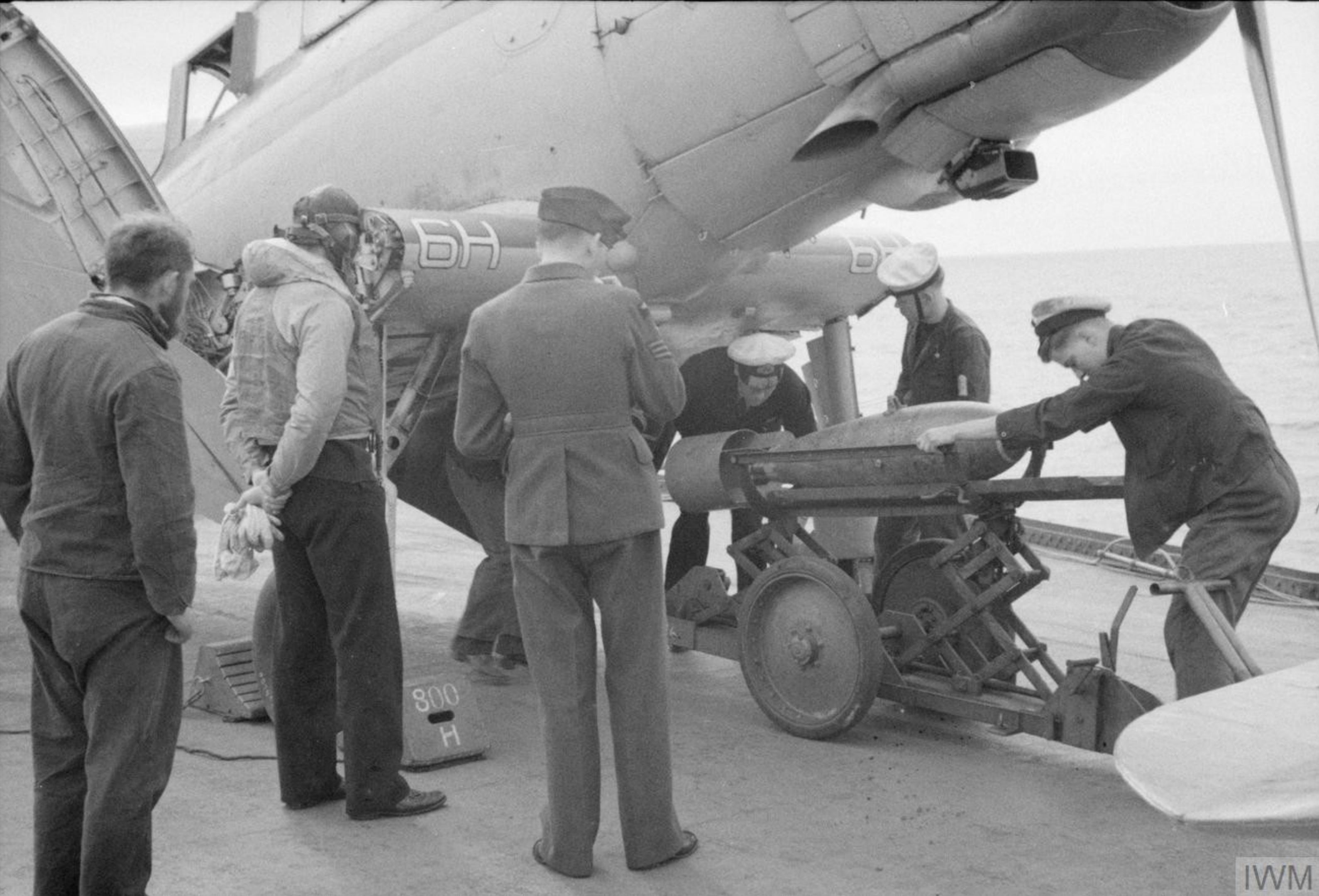 Fleet Air Arm 800NAS Blackburn Skua being loaded with a 500lb bomb aboard HMS Ark Royal 1941 IWM A3772