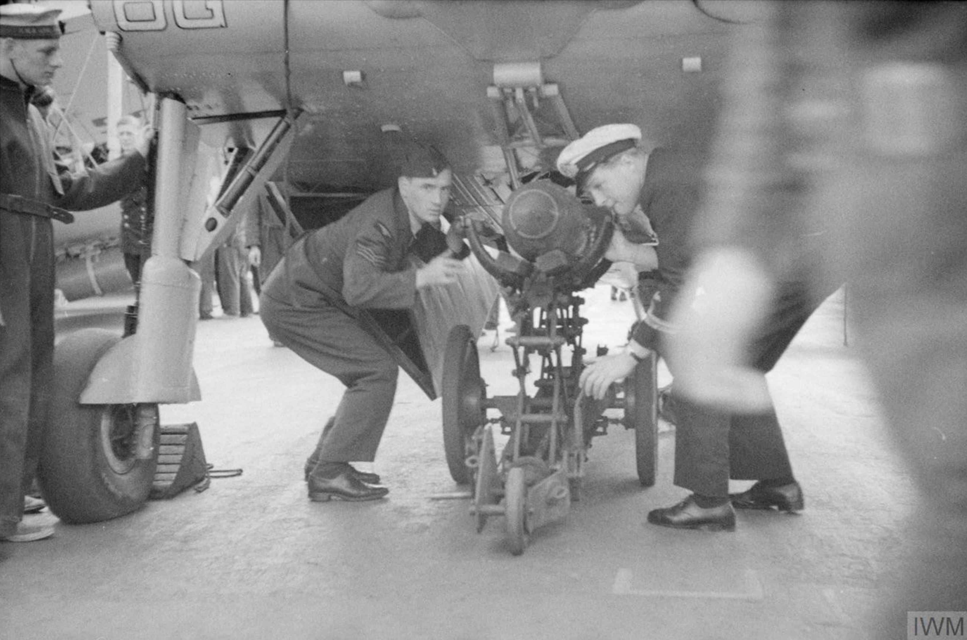 Fleet Air Arm 800NAS Blackburn Skua being loaded with a 500lb bomb aboard HMS Ark Royal 1941 IWM A3776
