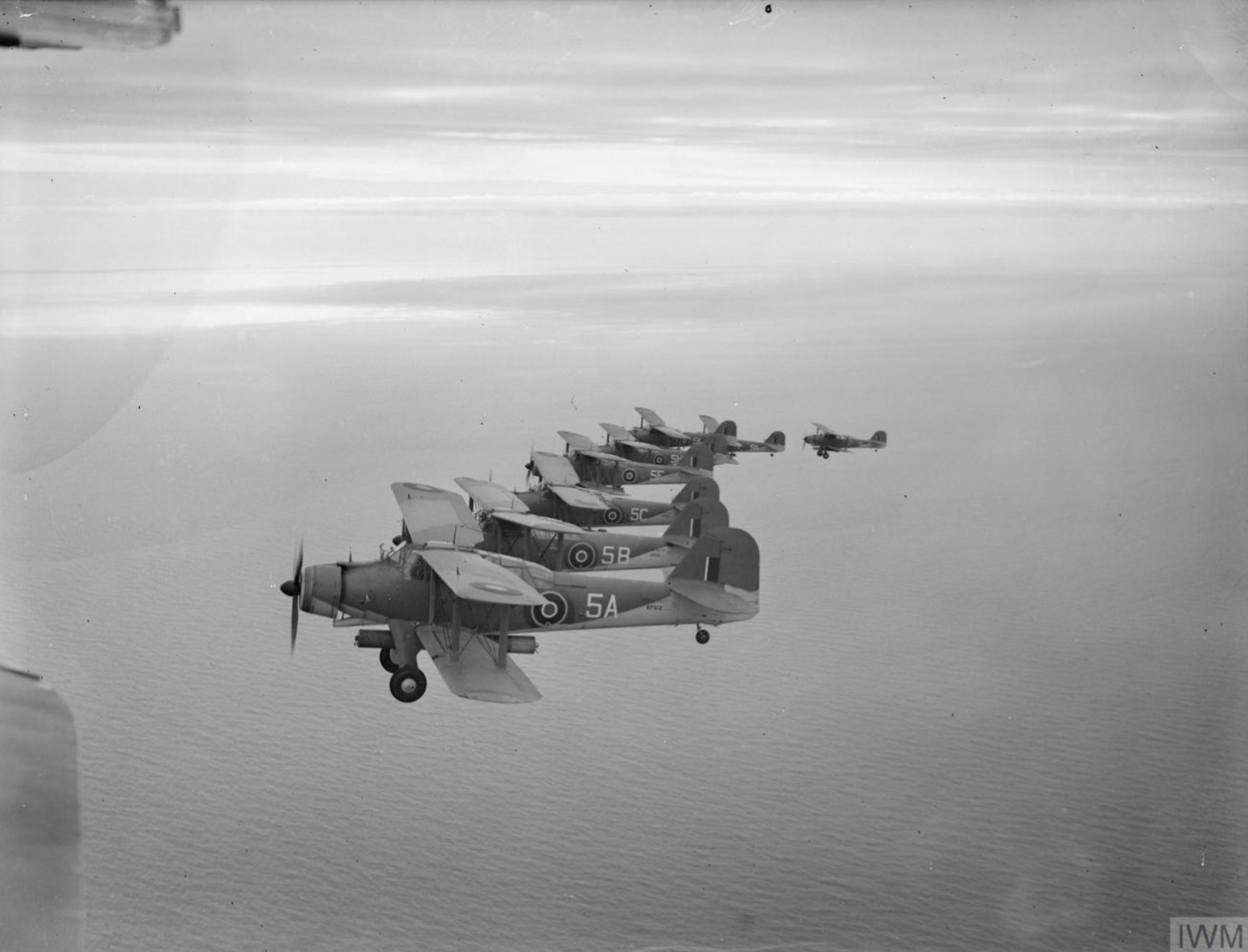 Fleet Air Arm Fairey Albacore starting out on an exercise carrying torpedoes 22nd Jun 1942 IWM A10684