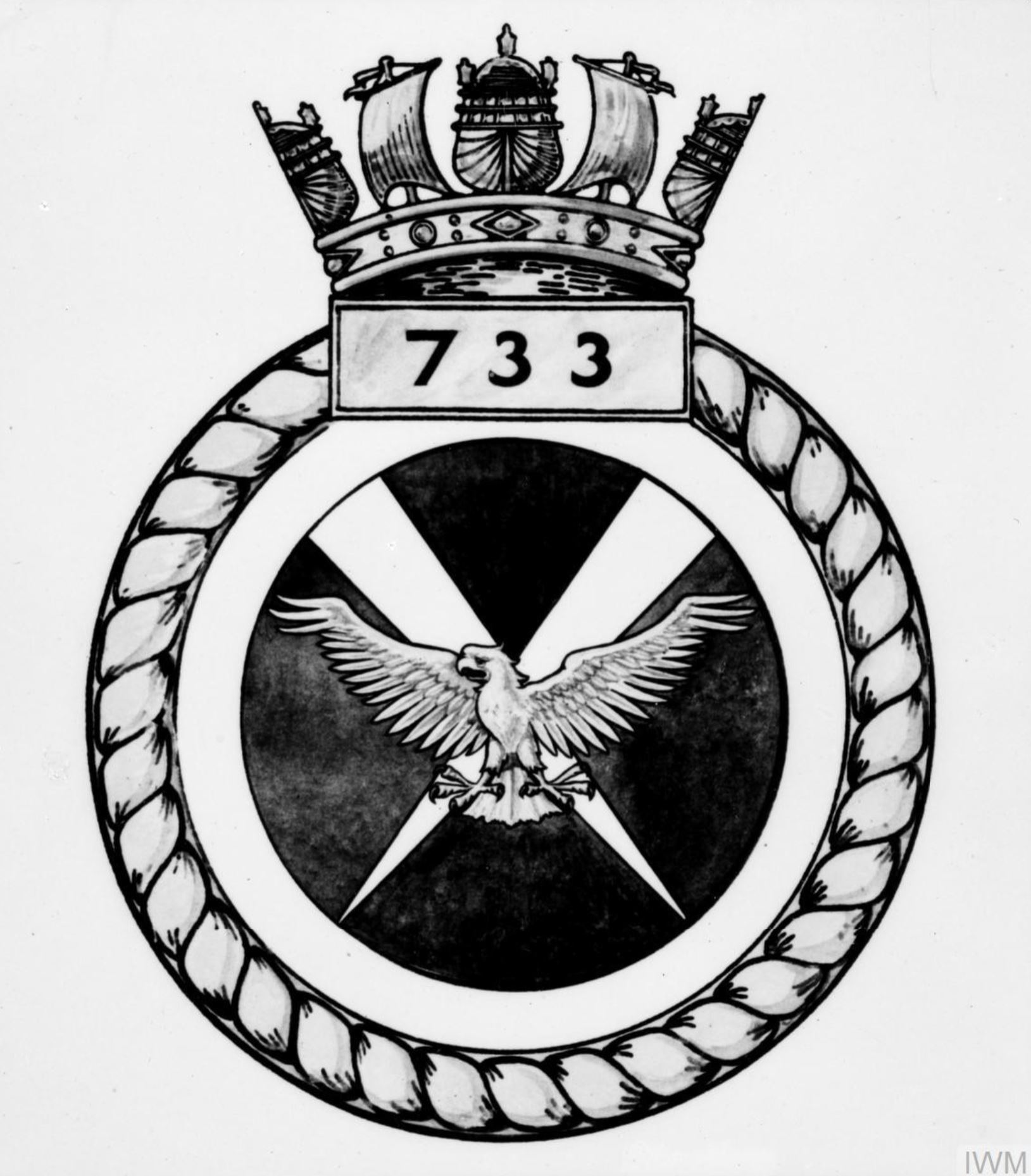 Fleet Air Arm crest of 733 Squadron IWM A28145