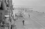 Asisbiz Fleet Air Arm 807NAS Fairey Swordfish preparing for take off from HMS Ark Royal Apr 1941 IWM A3733