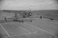 Asisbiz Fleet Air Arm Fairey Swordfish landing aboard HMS Ark Royal 1941 IWM A3768