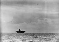 Asisbiz RN carrier HMS Ark Royal launching a Sea Hurricane off Gibraltar 13th Nov 1941 IWM A6319