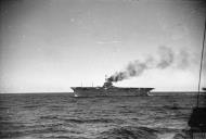 Asisbiz RN carrier HMS Ark Royal with HMS Kelvin after dodging an aerial attack Mediterranean Nov 1940 IWM A2366