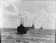 Asisbiz RN carrier HMS Ark Royal with HMS Renown leading n HMS Manchester astern Nov 1940 IWM A2332