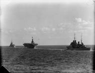 Asisbiz RN carrier HMS Ark Royal with HMS Renown leading n HMS Manchester astern Nov 1940 IWM A2333
