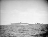 Asisbiz RN carrier HMS Ark Royal with destroyer HMS Jaguar off Sardina Nov 1940 IWM A2389