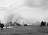 Asisbiz Fleet Air Arm Avenger crashes aboard HMS Tracker 3rd Apr 1944 IWM A22861