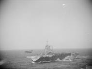 Asisbiz RN carrier HMS Formidable at sea launching a Fairey Albacore Western Mediterranean IWM A14165