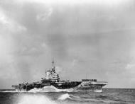 Asisbiz RN carrier HMS Formidable during a monsoon heads to Kilindini from Colombo IWM A10998