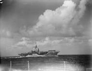 Asisbiz RN carrier HMS Formidable during a monsoon heads to Kilindini from Colombo IWM A10999