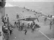 Asisbiz Fleet Air Arm 827NAS Barracuda landing mishap aboard HMS Furious off Norway 22 29th Aug 1944 IWM A25447