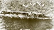 Asisbiz RN carrier HMS Furious with a flight of Blackburn Baffin torpedo planes overhead 1935 36 NH85717