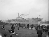 Asisbiz RN carrier HMS Implacable leaving Glasgow Scotland 4th Jun 1944 IWM A24105