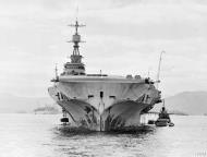 Asisbiz RN carrier HMS Implacable moored at Greenock Inverclyde Scotland 21st Aug 1944 IWM A26494