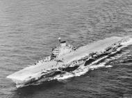 Asisbiz RN carrier HMS Indefatigable underway at sea 7th Nov 1944 AWM A26496