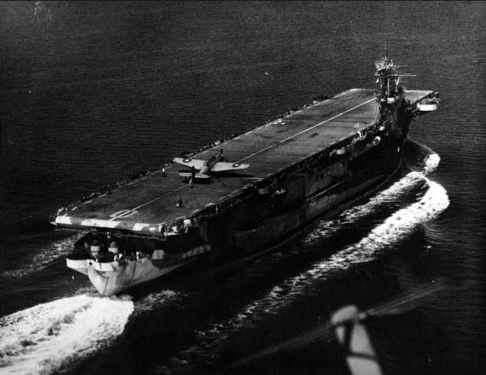 RN escort carrier HMS Ravager Avenger lands perfectly during training exercises off the Scottish Coast Dec 1944 01