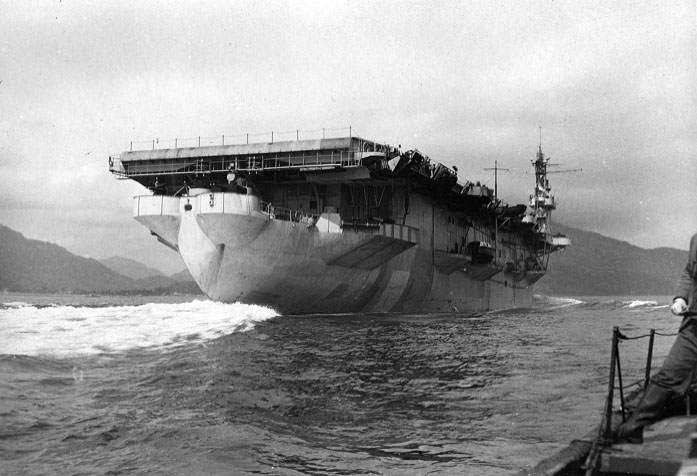 RN escort carrier HMS Ravager during her refit trials off the Scottish Coast Dec 1944 02