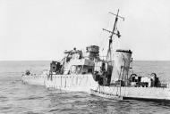 Asisbiz HMS Berkeley sunk after being bombed during the daylight raid on Dieppe 12th Aug 1942 IWM A11242