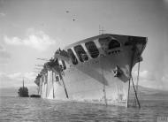 Asisbiz RN escort carrier HMS Pretoria Castle moored at Greenock Inverclyde Scotland 17th Sep 1943 IWM A19234