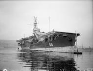 Asisbiz RN escort carrier HMS Smiter moored at Greenock Inverclyde Scotland 29th Jul 1944 IWM A25024