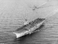 Asisbiz RN light carrier HMS Colosses at sea off Malta May 1945 IWM A29075