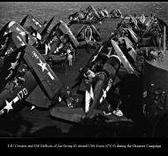 Asisbiz F4U Corsairs and F6F Hellcats of Air Group 83 aboard USS Essex CV 9 during the Okinawa Campaign