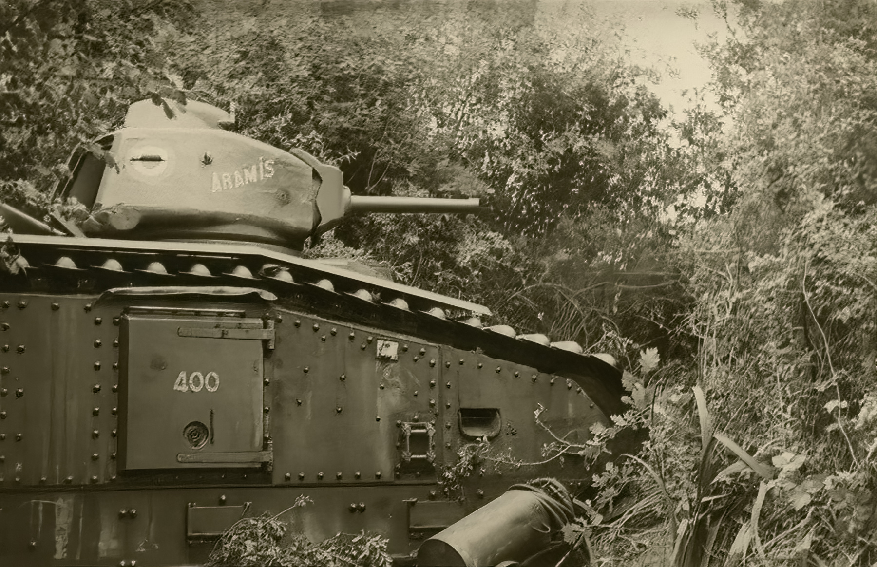 French Army Renault Char B1 named Aramis 400 abandoned during
