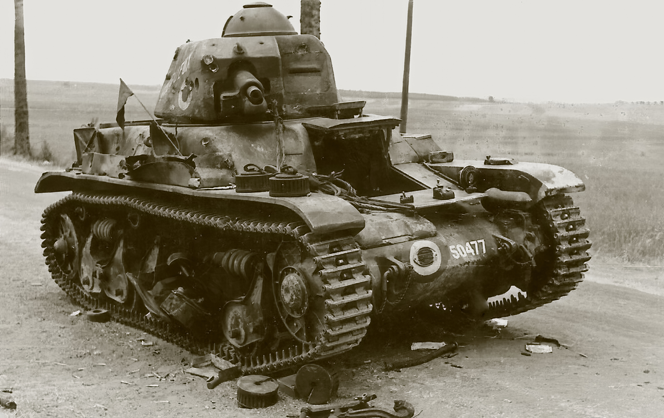 French Army Renault R35 support tank sn 50477 knocked out during battle of France 1940 ebay 01