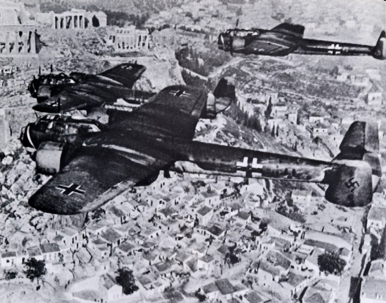 Dornier Do 17Zs belonging to KG2 fly over the Acropolis part of the victory parada Greece 1941 01