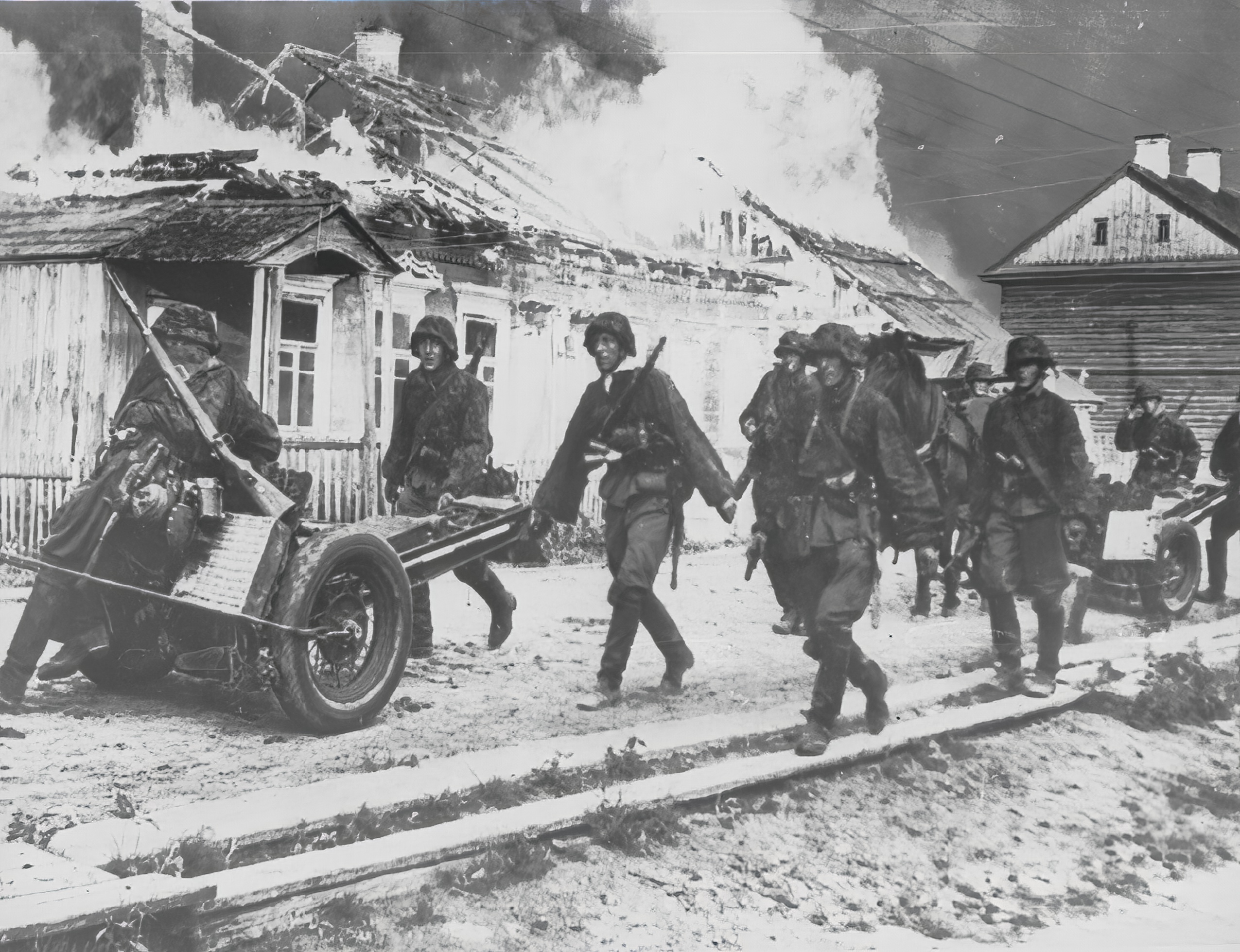 scènes de combats - Page 3 German-infantry-Waffen-SS-troops-advancing-into-Soviet-Russia-3rd-Oct-1941-NIOD