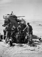 Asisbiz British 3rd County of London Yeomanry work on the engine of an M3 Grant tank Egypt 1943 NAM197503631027