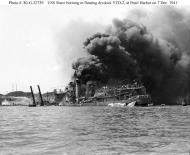 Asisbiz Archive USN photos showing USS Shaw burning in drydock YFD 2 Perl Harbor Hawaii 7th Dec 1941 02
