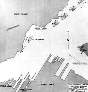 Asisbiz Chart showing battleship moorings with USS Nevada (BB 36) and USS Vestal (AR 4) Pearl Harbor drydocks NH 83108