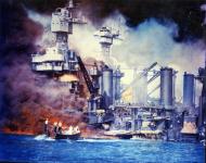Asisbiz Sailors rescue a survivors from the sunken USS West Virginia (BB 48) Pearl Harbor attack 7th Dec 1941 USA C 5904